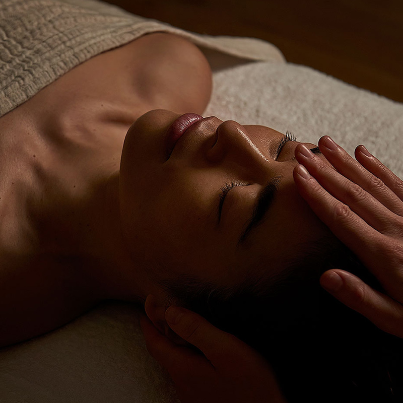 Mother enjoying facial